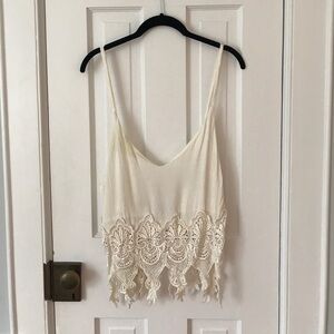 Stone Cold Fox Cream Crochet Trim Cami Tank